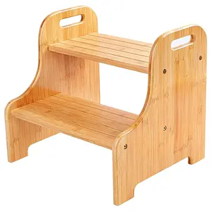 2022 New Style Durable Bamboo Footstool Wooden Chair Kid Ladder Step Stool