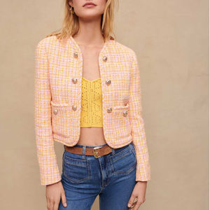 <span class=keywords><strong>Blazer</strong></span> da <span class=keywords><strong>donna</strong></span> di lusso con scollo tondo impreziosito da bottoni personalizzati di alta qualità elegante giacca da <span class=keywords><strong>donna</strong></span> corta in <span class=keywords><strong>Tweed</strong></span> - Product Image 2