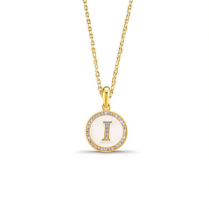 Collana con Ciondolo a Forma di Lettera I con Diamante, Catena da 2 Cm in Acciaio, Ref45594 - Product Image 1