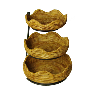 Oem Laundry Plastic Woven Rattan Basket Fruits Vegetables Storage