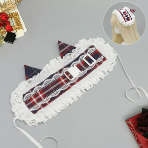Yeni varış geri dönüşümlü Lolita <span class=keywords><strong>Cosplay</strong></span> kedi kulak dantel ekose tasarım pamuk ceketler & palto kadınlar için cadılar bayramı kostüm - Product Image 4