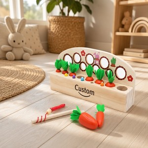 Juego de Pesca de Zanahorias de Madera Colorido Personalizado, Juguete Educativo Interactivo Montessori <span class=keywords><strong>para</strong></span> Entrenamiento Sensorial y Motricidad Fina, Caja de Regalo - Product Image 3