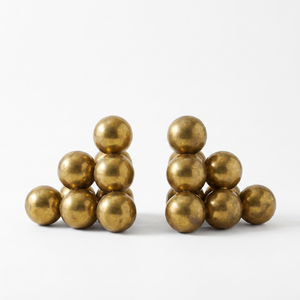 Juego de 2 sujetalibros metálicos con acabado dorado en forma de bola AK Brass, sujetalibros decorativos personalizados para habitación, biblioteca y decoración de estanterías - Product Image 4