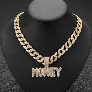 Collana Cubana Ecologica Stile Hip-hop Streetwear con Catena di Lettere MONEY, Personalità Maschile - Product Image 4