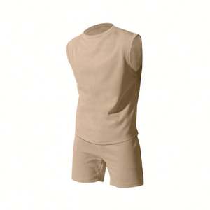 Conjunto de dos piezas de LICRA y mezcla de algodón para hombre, ropa deportiva bordada, manga corta, ropa de gimnasio, venta al por mayor - Product Image 6