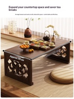 Table basse pliable en bambou style ferme, avec pieds bas, petite taille, pour salon