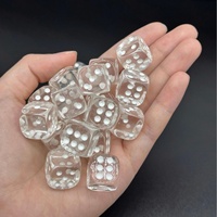 Dés en acrylique transparent pur arrondis de 16 mm, colorés et numérotés, pour les jeux d'échecs et de cartes