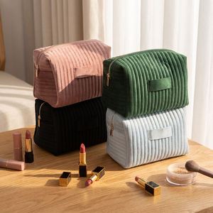 <b>Large</b> Velvet Makeup <b>Bag</b> Fashionable Cosmetic Pouch Custom Travel Organizer Beige Brown Square Embroidery Modern Welcome <b>Gifts</b> - Product Image 1