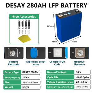 <span class=keywords><strong>PL</strong></span> 欧盟库存 3.2V 280Ah DESAY 8000次循环 LFP电池芯 立方体可充电磷酸铁锂电池芯 Lf280K - Product Image 4
