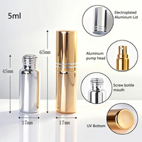 Flacon vaporisateur de parfum miniature électroplaqué de 5 ml, rechargeable, atomiseur cylindrique, échantillon avec capuchon rayé élégant