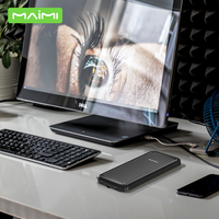 Maimi Vente en gros Batterie externe portable ultra fine 10000mah pour téléphone pas cher OEM Logo personnalisé Batterie USB lithium pour l'extérieur Powerbank