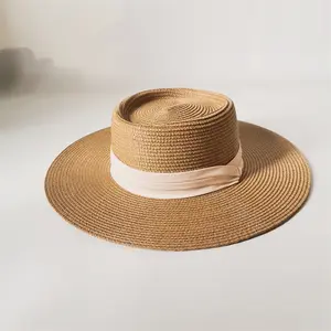 Sombrero Top Blanco Pequeño Nuevo Panamá 100% Novia Abierto Bambú Cerveza Base Niñas con Colección Cubo Clásico Oriental Luffy Sombrero de Paja