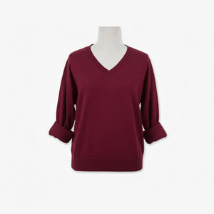 Suéter de punto con cuello en V, 100% acrílico, antiarrugas, de color liso estándar, informal, personalizado OEM/ODM, fabricado en Vietnam. - Product Image 1