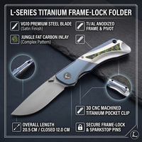 Couteau pliant d'extérieur VG10 en carbone et titane, avec verrouillage Frame Lock, pointe tombante, couteau de poche EDC pour le camping