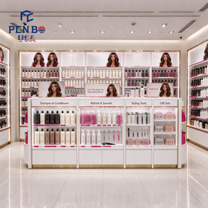 Meubles de présentation sur mesure pour boutique de perruques haut de gamme, design d'intérieur complet pour magasin de perruques, étagères de présentation de produits pour extensions de cheveux - Product Image 2