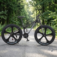 Vélo de montagne tout-terrain pour adultes, hommes et femmes, avec pneus larges 26 pouces, suspension avant, freins à disque doubles, cadre souple, idéal pour la descente - Offre spéciale