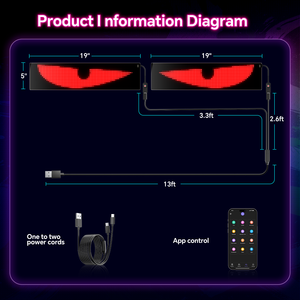 Đèn LED mắt quỷ 2 chiếc, hiển thị đồng bộ hoàn hảo trên kính chắn gió cho ô tô, SUV & xe tải, ma trận USB lập trình được, điều khiển bằng ứng dụng - Product Image 3