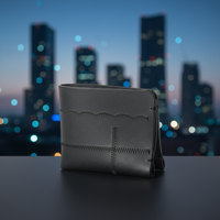 Dompet ID Bisnis Portabel Anti Maling Berbahan Kulit Sapi Asli, Model Buka-Tutup, Lapisan Nilon RFID, Warna Batu