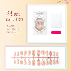 24 Pièces <span class=keywords><strong>Faux</strong></span> <span class=keywords><strong>Ongles</strong></span> Européens et Américains Haut de Gamme en Argent, Effet Œil de Chat Français, Forme Amande, à Porter, Dorés Ciel Étoilé - Product Image 4