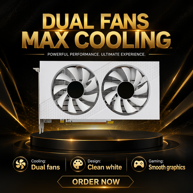 New for RX 580 8GB GDDR5 Workstation Graphics Card with Fan Cooling PCI Express 3.0 16X White