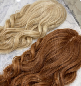 Topper de cheveux humains de qualité supérieure, couleur cuivre bordeaux, cheveux européens bruts, ondulation naturelle, base en soie invisible à 130 %, pour femmes souffrant de perte de cheveux - Product Image 1