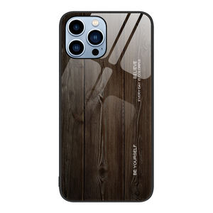 Coque de téléphone fine en <span class=keywords><strong>verre</strong></span> <span class=keywords><strong>trempé</strong></span> à <span class=keywords><strong>motif</strong></span> grain de bois pour iPhone 17 15 14 13 12 16 Pro Max Plus – Étui de protection au design minimaliste - Product Image 2