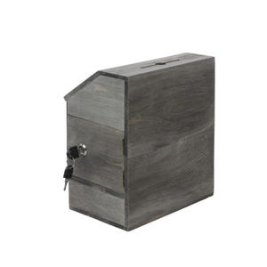 2024 Vintage gris Feedback Collector porte-bulletin de vote bois Suggestion/boîte de commentaires avec serrure et tableau noir - Product Image 3