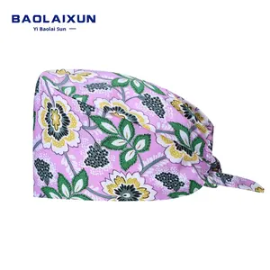 Gorros quirúrgicos estampados bonitos para hombres y mujeres, gorros <span class=keywords><strong>de</strong></span> enfermera elásticos <span class=keywords><strong>de</strong></span> algodón puro para salón <span class=keywords><strong>de</strong></span> belleza, quirófano, gorros dentales orales informales - Product Image 4