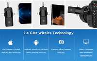 Micrófono de Solapa Inalámbrico K15 C 3 en 1 Mini 2.4G con Cancelación de Ruido y Retardo Ultrabajo para Cámara de Video de iPhone/Android
