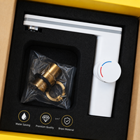 Robinet cascade carré noir avec minuterie et affichage de la température en temps réel, mitigeur de lavabo à commande tactile intelligente pour meuble-lavabo