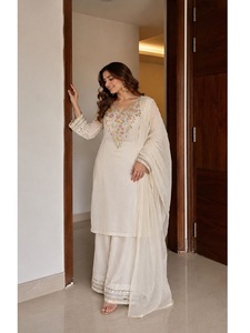 Tissu de Robe Premium en Mélange de Coton Chanderi Non Cousu avec Kurta, Pantalon et Dupatta – Tissu Ethnique pour Salwar Kameez Femme – Idéal pour les Festivals - Product Image 1