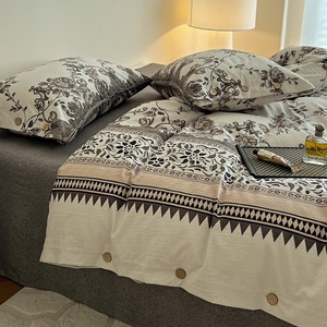 Parure de lit imprimée de haute qualité avec motif floral, housse de couette en lin, idéale pour les chambres à coucher - Product Image 3
