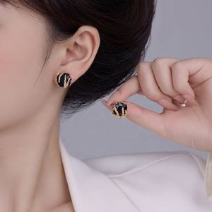 French Style New Retro Geometric Zircon <b>Stud</b> Earrings Gold Plated S925 <b>Silver</b> Luxury Women's Jewelry - Product Image 2