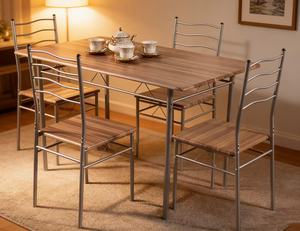 Best Seller 5 Piece Wood Plate Metal Frame for Small Space Apartment <strong>Kitchen</strong> <strong>Dining</strong> <strong>Set</strong> - Product Image 1