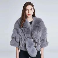 Manteau décontracté en fourrure de renard pour femme, automne-hiver, col en véritable fourrure de queue de renard, design tendance, chaud, style bureau pour femme