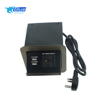 Prise universelle industrielle standard en alliage d'aluminium dissimulée IP44 10A, prise de table pour hôpital avec câble intégré et 2 ports USB, design encastrable pour bureau