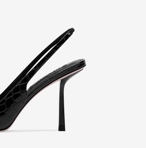 Dames slingback hoge hakken met spitse neus, bovenwerk van echt leer, rubberen zool, 9cm dunne hak - sexy & elegante zomer sandalen - Product Image 4