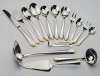 Ensemble de couverts en acier inoxydable de 125 pièces, cuillères, fourchettes et couteaux, service de table en bois pour fête, mariage