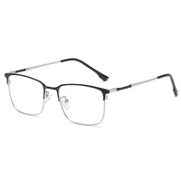 Lunettes de soleil photochromiques populaires pour hommes, avec revêtement bleu, monture métallique carrée, anti-lumière bleue, verres optiques à changement de couleur