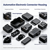 Boîtier de connecteur électronique automobile personnalisé, moulage par injection, plastique technique PA66, coque de connecteur de câblage automobile, moule OEM