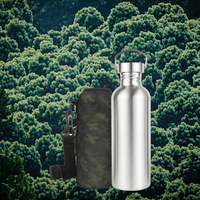Botol Air Tactiko Survival 34 Oz/1000 ml Stainless Steel Mulut Lebar Dinding Tunggal Tahan Panas Anti Bocor Bebas BPA dengan Tali Pembawa