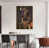 Peinture sur toile en cristal de porcelaine représentant une femme avec cadre, art mural pour la décoration intérieure, décoration murale