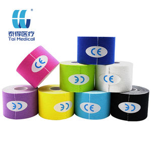 Cinta de muñeca de algodón colorida de 5cm x 5M de ancho, cinta de kinesiología, vendaje elástico para el cuidado de la salud, impermeable, deportes, KT, fábrica de vendaje - Product Image 1