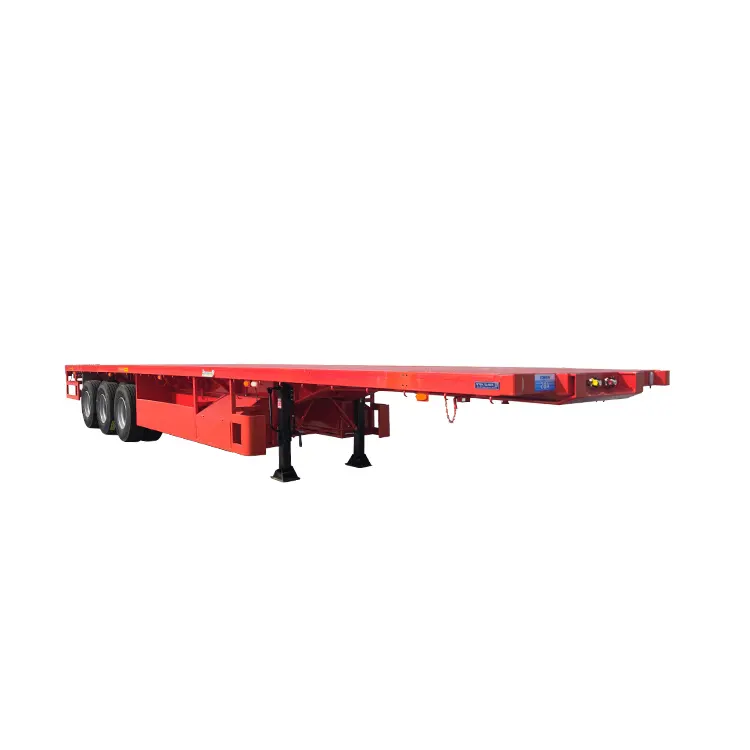 China Hot Sale 3 Axles Flatbed Trailers 40ton 60ton Low Flatbed Semi-Trailer On Sale