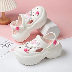 Zuecos de Plataforma Bcoco para Mujer, Color Rosa, Suela Gruesa, con Adornos de Estrellas, Lindas Sandalias de Playa, Aumentan la Altura, Antideslizantes, para Uso en Exteriores - Product Image 5