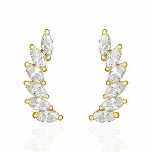Boucles d'oreilles d'escalade en zircon cubique marquise en argent plaqué or <span class=keywords><strong>de</strong></span> luxe à la mode S925 pour femmes - Product Image 1