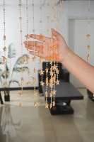 Rideau de perles étoiles et lunes, séparateur de pièce, en acrylique doré, décoration céleste pour la maison, décoration suspendue pour Ramadan et l'Aïd