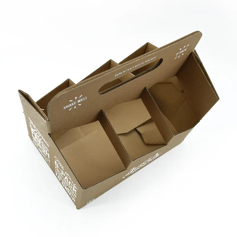 OEM Logo Beer Packaging Box Corrugated Cardboard Paper Packaging 6 Pack Beer Bottle Carrier Holder For Drink