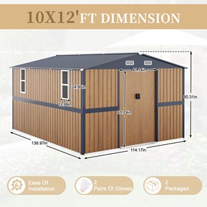 Abri <span class=keywords><strong>de</strong></span> jardin en métal galvanisé en aluminium 12*10FT le plus populaire, écologique, avec fenêtre transparente et portes latérales doubles pour le jardin - Product Image 3