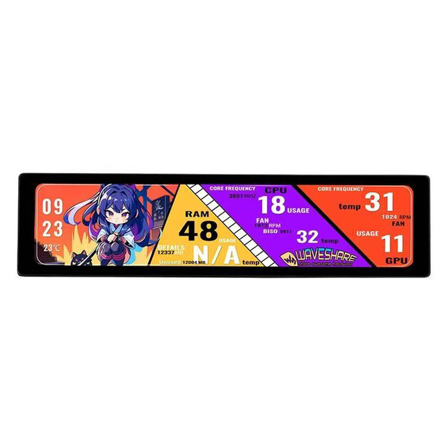 11.9inch IPS Display, 320x1480 Pixel, Toughened Glass Panel, HD Interface, Optional Touch Function for Raspberry Pi